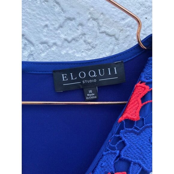 Eloquii Womens Floral Crochet Midi Dress Multicolor Sz 16 - Picture 6 of 7